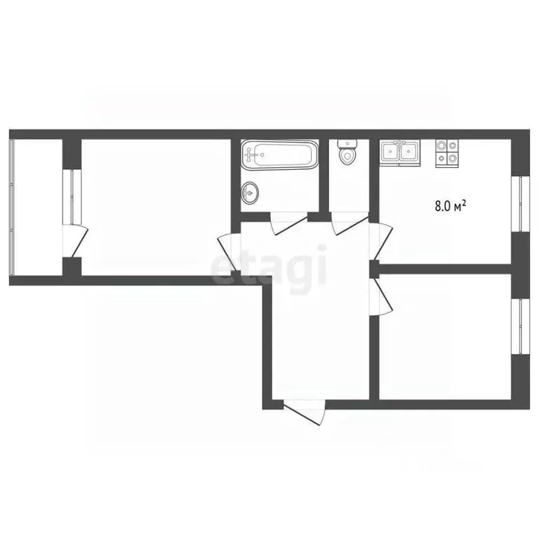 2-к кв. Ямало-Ненецкий АО, Муравленко ул. Ленина, 46 (51.0 м) - Фото 1