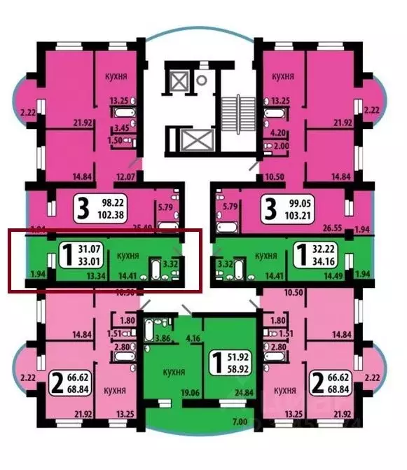 Студия Красноярский край, Красноярск ул. Елены Стасовой, 40К (32.0 м) - Фото 2