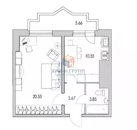 1-к кв. Санкт-Петербург ул. Кустодиева, 7к1 (46.2 м) - Фото 2