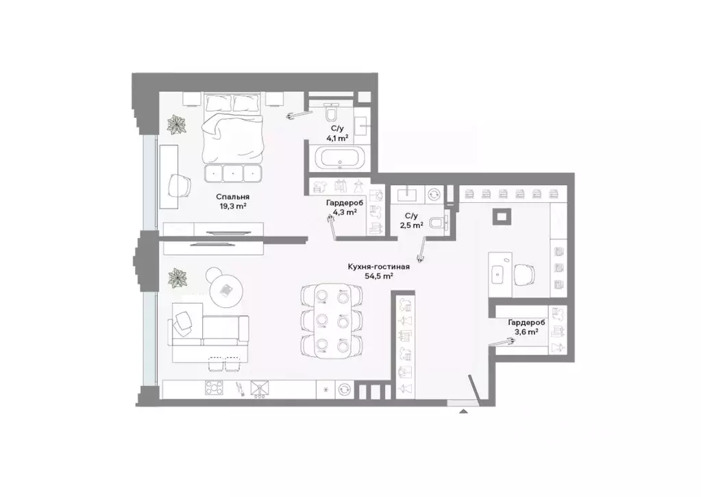 1-к кв. Москва Ленинский просп., 2 (88.3 м) - Фото 2