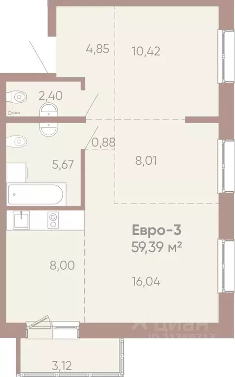 3-к кв. Иркутская область, Иркутск Советская ул., 109/3 (59.39 м) - Фото 0