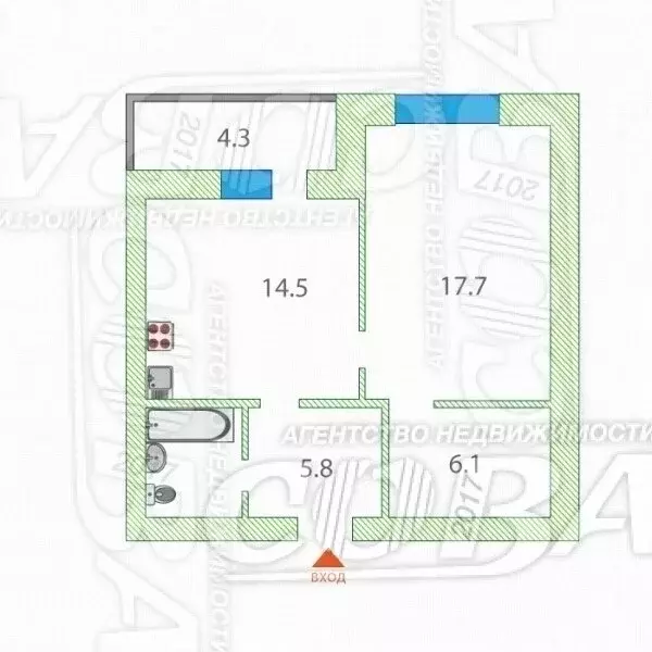 1-комнатная квартира: Тюмень, Широтная улица, 209 (47 м) - Фото 1