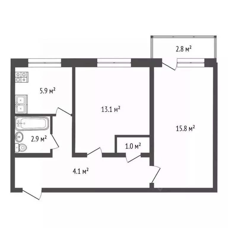 2-к кв. Башкортостан, Стерлитамак Коммунистическая ул., 59 (42.8 м) - Фото 1