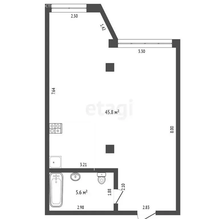 2-комнатная квартира: Ореанда, 12И (51.4 м) - Фото 1