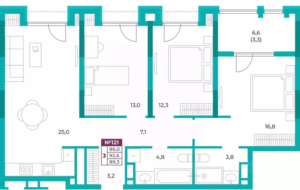 3-к кв. Крым, Симферополь ул. Воровского, 24 (89.3 м) - Фото 0