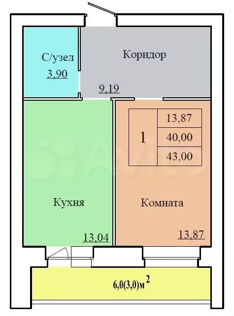 1-к. квартира, 43 м, 1/12 эт. - Фото 1