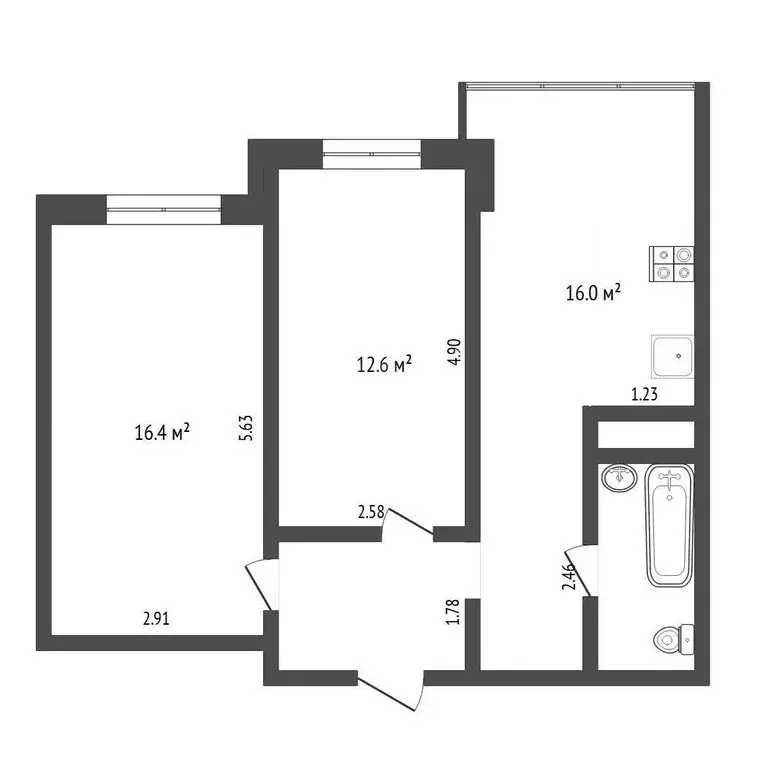 2-комнатная квартира: Тюмень, улица Александра Протозанова, 10 (53.3 ... - Фото 1