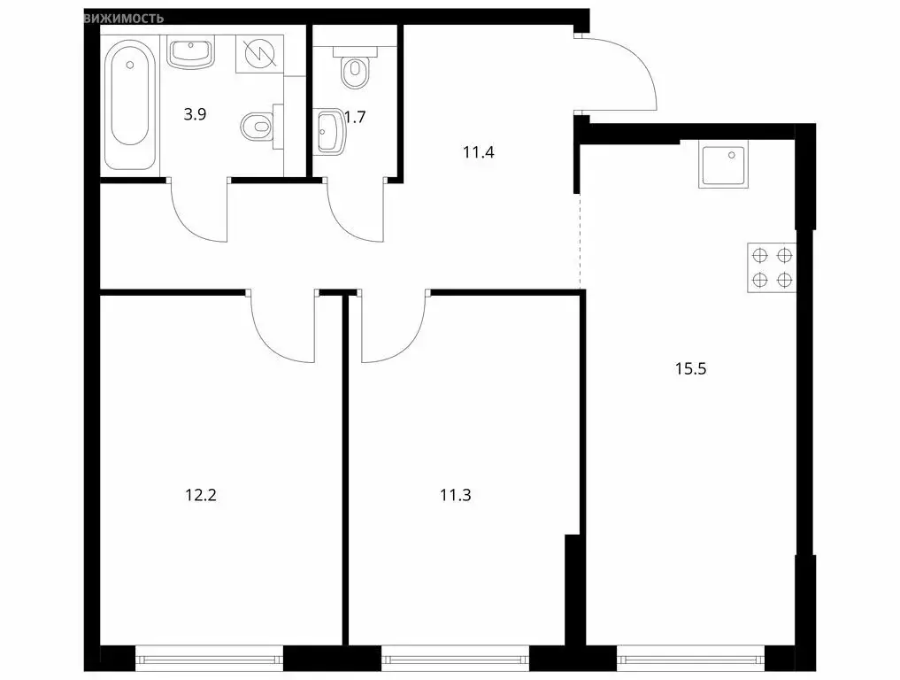 2-комнатная квартира: Ярославль, улица Академика Колмогорова, 24 (56 ... - Фото 1