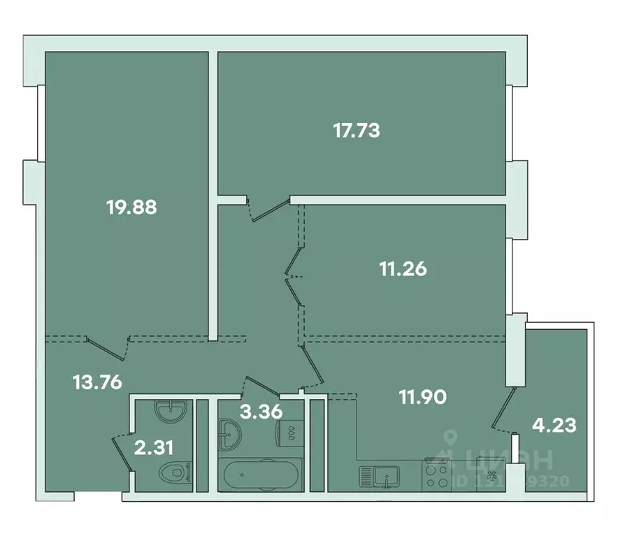 3-к кв. Иркутская область, Иркутск ул. Петрова, 18 (87.62 м) - Фото 0