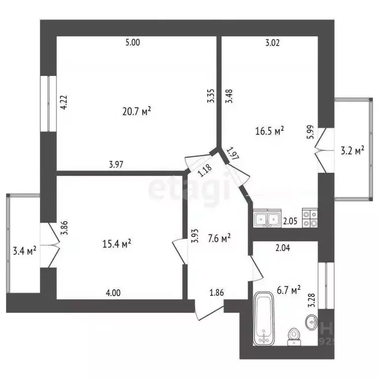 2-к кв. Ростовская область, Таганрог ул. Энгельса, 93 (66.9 м) - Фото 1