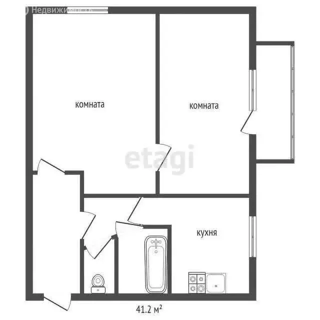 2-комнатная квартира: Аша, Коммунистическая улица, 28 (39.7 м) - Фото 1