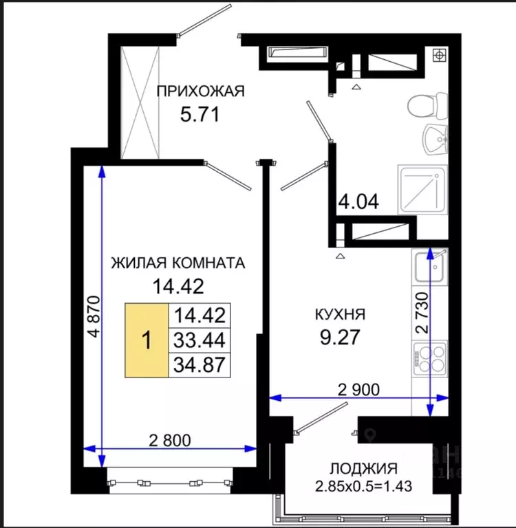 1-к кв. Ростовская область, Ростов-на-Дону Таганрогская ул., 130А ... - Фото 1