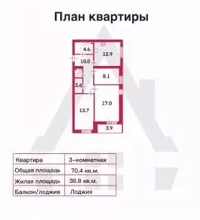 3-к кв. Санкт-Петербург ул. Композиторов, 12 (70.4 м) - Фото 1