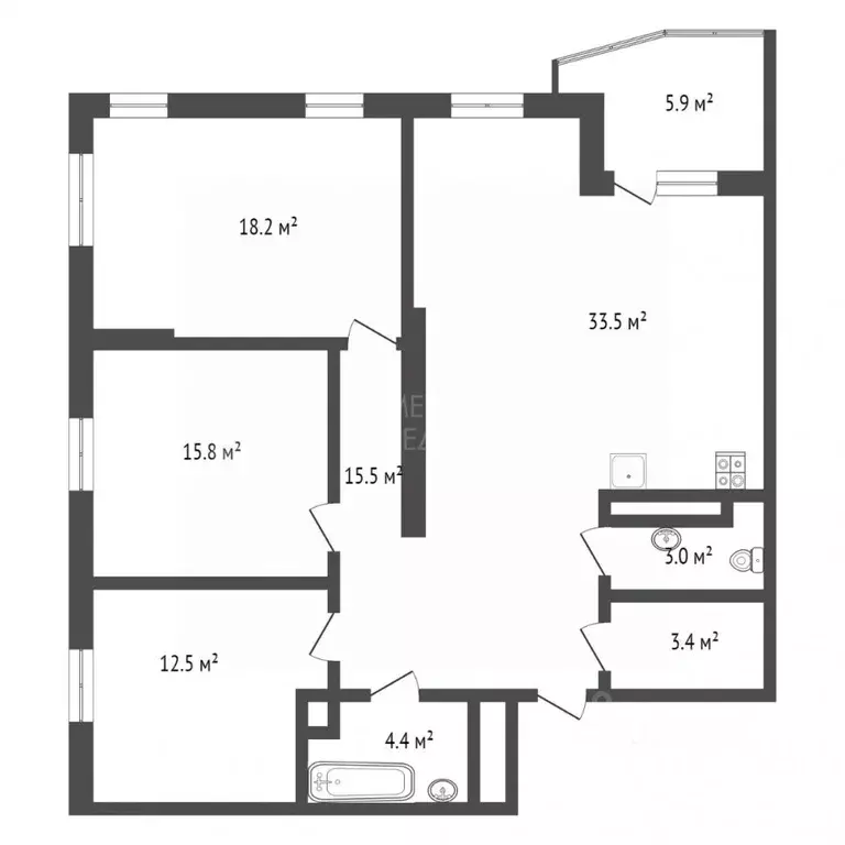 3-к кв. Тюменская область, Тюмень ул. Мельникайте, 30к3 (107.0 м) - Фото 1