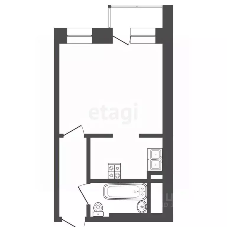 Студия Ямало-Ненецкий АО, Новый Уренгой Комсомольская ул., 8А (28.2 м) - Фото 2