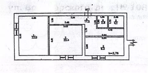 2-к. квартира, 76,8 м, 4/4 эт. - Фото 0