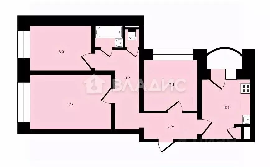 3-к кв. Владимирская область, Владимир Студенческая ул., 6 (66.6 м) - Фото 1