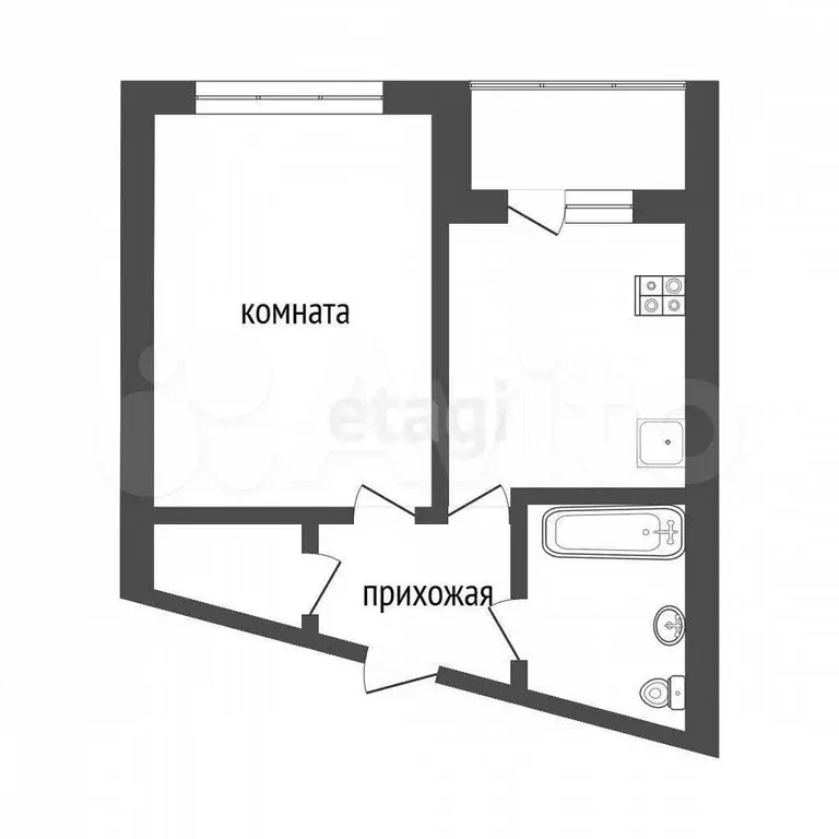 1-к. квартира, 27 м, 5/5 эт. - Фото 0