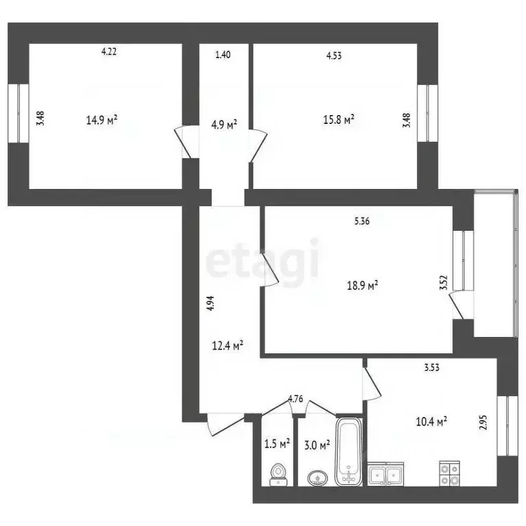 3-к кв. Пермский край, Пермь ул. Веры Фигнер, 6 (81.8 м) - Фото 2