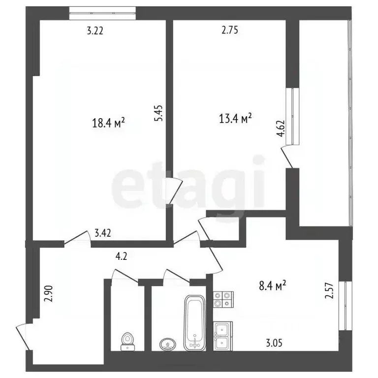 2-к кв. Московская область, Балашиха Советская ул., 13А (54.0 м) - Фото 0