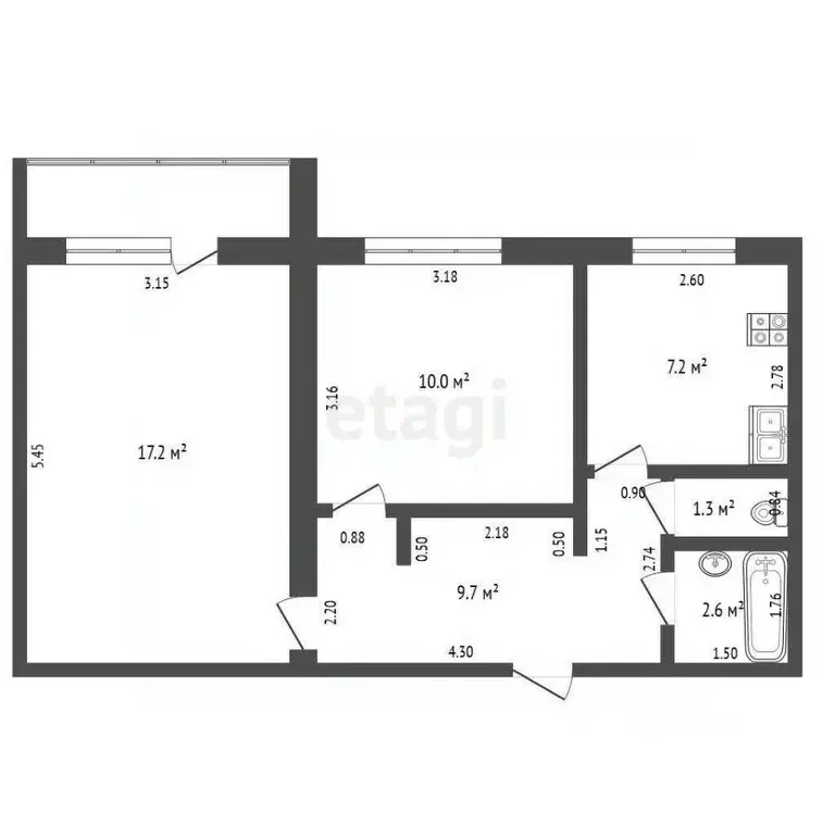 2-к кв. Мордовия, Ковылкино ул. Гагарина, 3 (48.0 м) - Фото 2