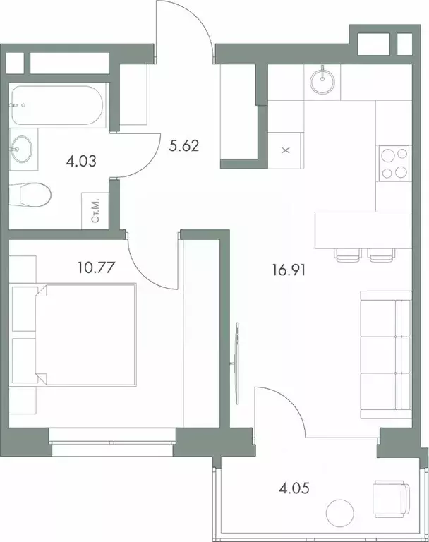 1-к кв. Ханты-Мансийский АО, Сургут ул. Крылова (41.38 м) - Фото 0