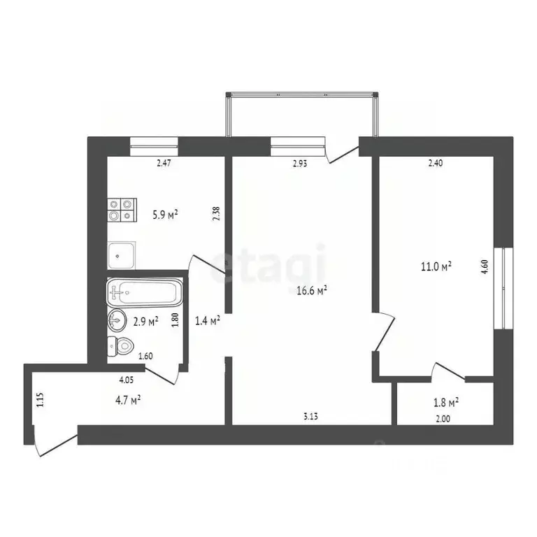 2-к кв. Ростовская область, Зерноград Советская ул., 11 (44.5 м) - Фото 1