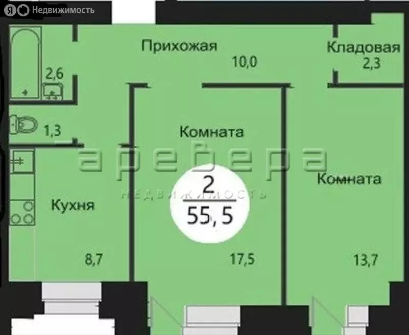 2-комнатная квартира: Красноярск, улица Шахтёров, 8 (56 м) - Фото 1