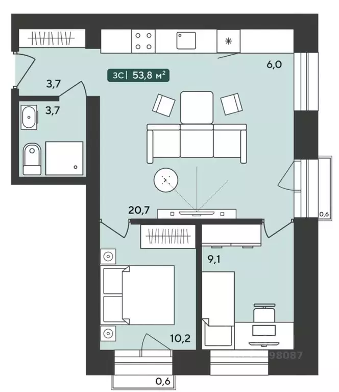 3-к кв. Новосибирская область, Мошковский район, пос. Октябрьский ... - Фото 1