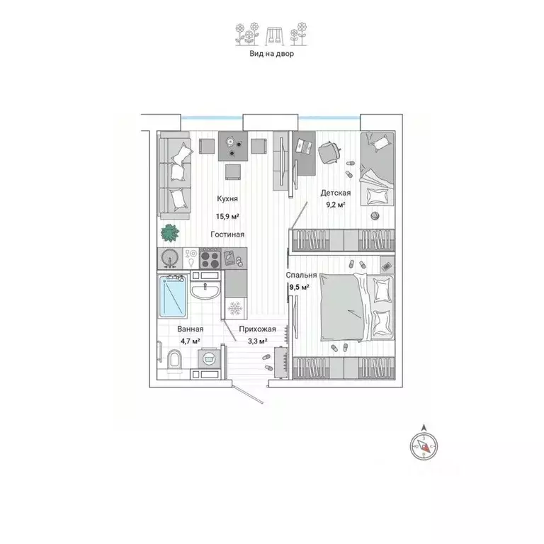 2-к кв. Приморский край, Владивосток ул. Нейбута (42.9 м) - Фото 1