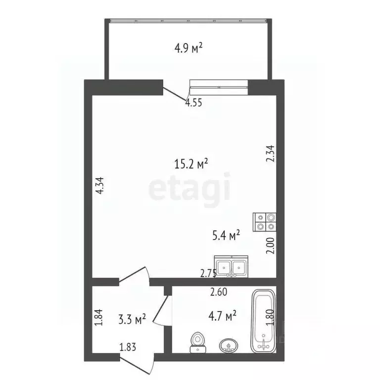 1-к кв. Коми, Сыктывкар Сысольское ш., 84 (33.5 м) - Фото 1