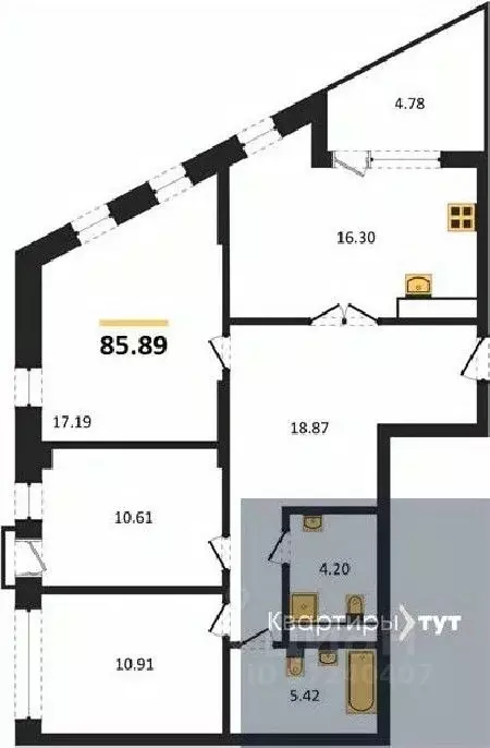 3-к кв. Воронежская область, Воронеж наб. Чуева, 7 (85.89 м) - Фото 0