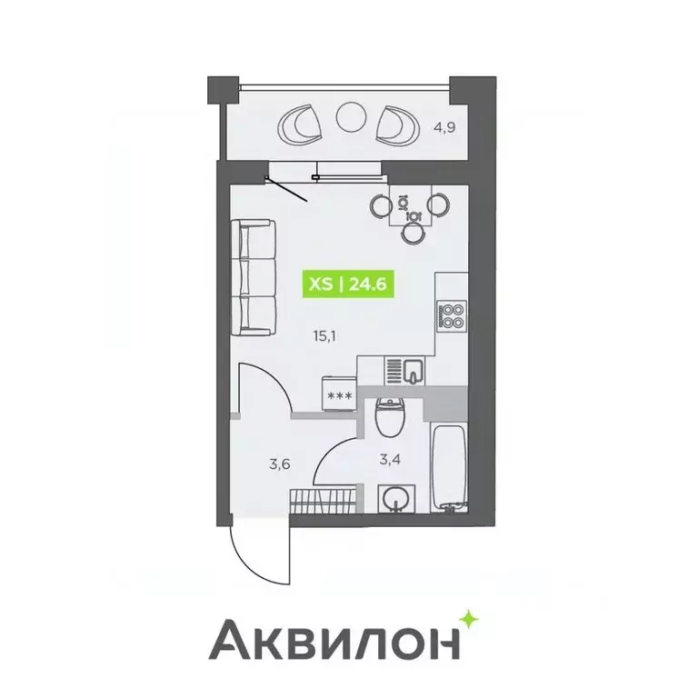 Студия Санкт-Петербург бул. Головнина, 4 (24.6 м) - Фото 1
