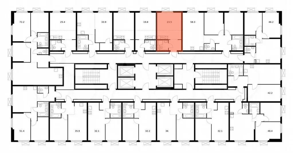 Квартира-студия, 23,5 м, 18/28 эт. - Фото 1