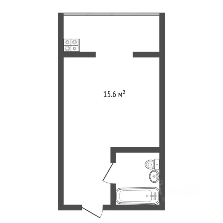 Студия Тюменская область, Тюмень ул. Мельникайте, 63/1 (15.6 м) - Фото 2
