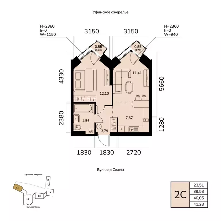 2-к кв. Башкортостан, Уфа ул. Чудинова (40.05 м) - Фото 1
