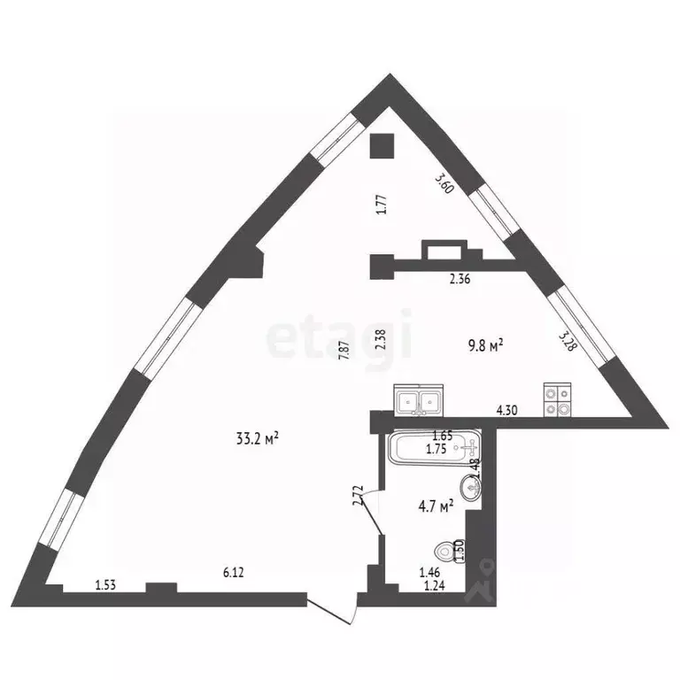 1-к кв. Тюменская область, Тюмень Профсоюзная ул., 56 (41.0 м) - Фото 2