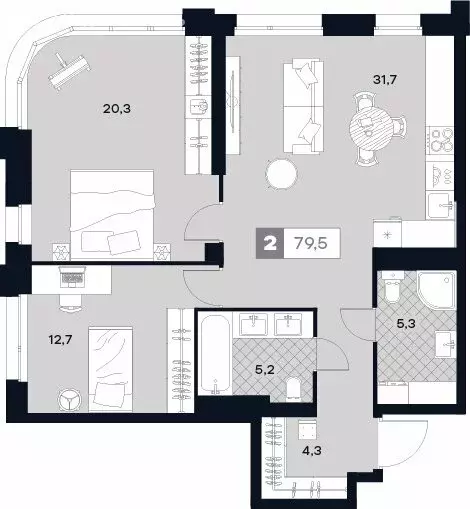 2-комнатная квартира: Москва, Лодочная улица, 27к2 (79.5 м) - Фото 0