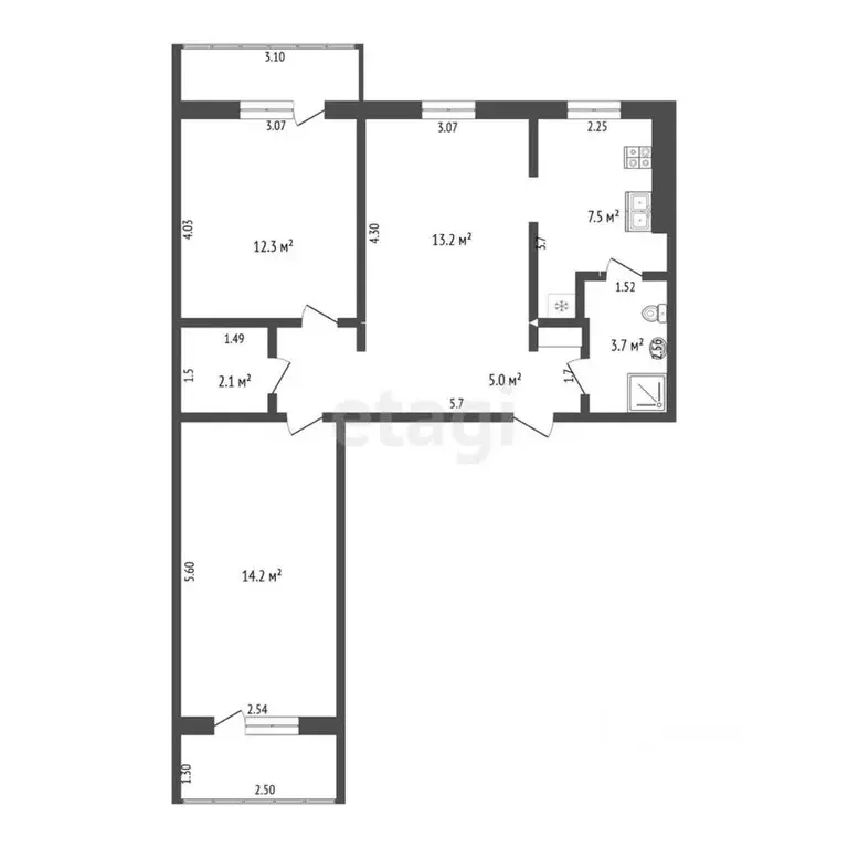 3-к кв. Омская область, Омск ул. Ватутина, 3 (61.0 м) - Фото 1