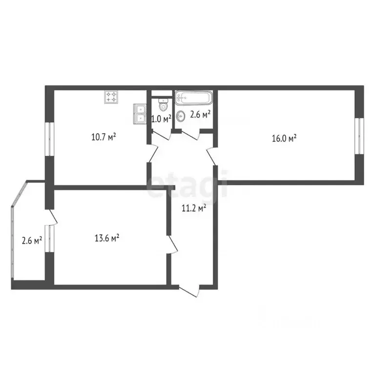 2-к кв. Санкт-Петербург Беговая ул., 9К2 (55.1 м) - Фото 1