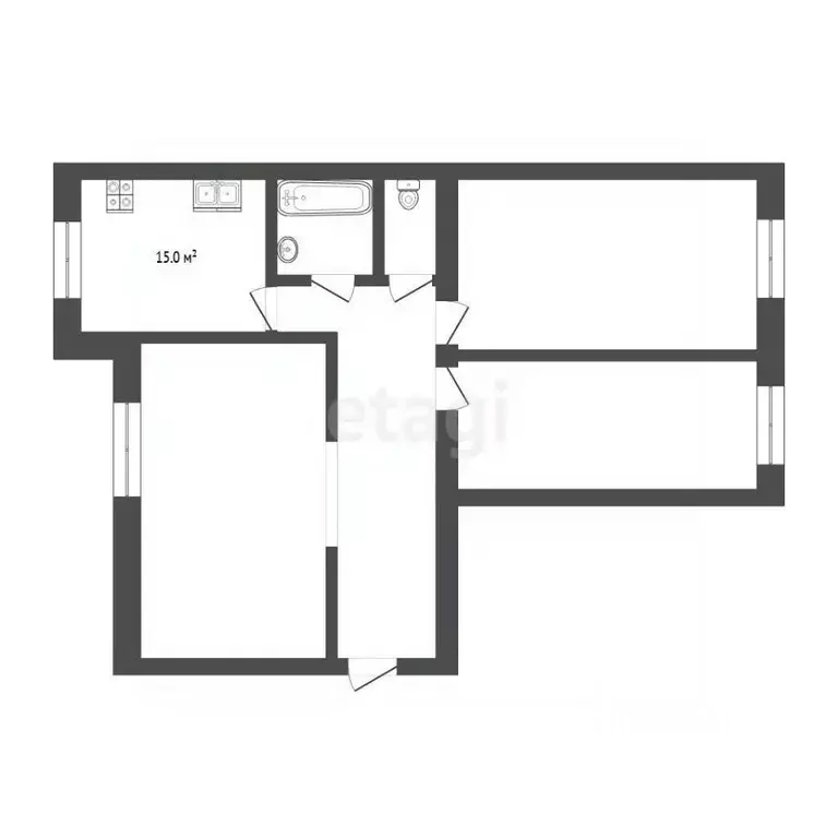 3-к кв. Тюменская область, Тюмень ул. Щербакова, 150 (62.6 м) - Фото 2