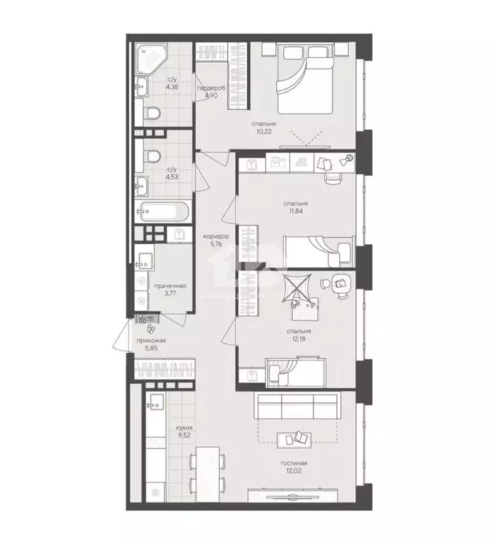 3-комнатная квартира: Новосибирск, Кедровая улица, 79 (85.2 м) - Фото 1