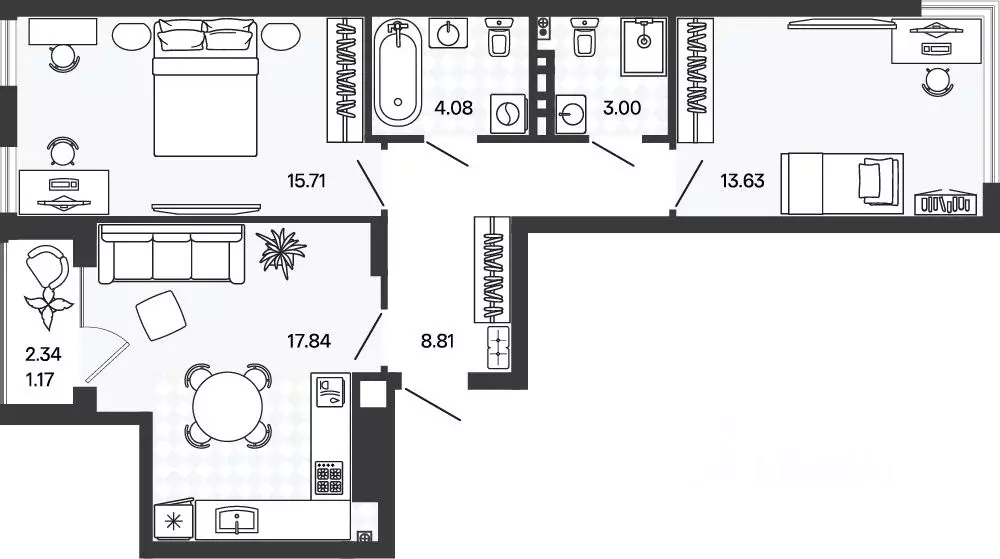 2-к кв. Калининградская область, Гурьевский муниципальный округ, пос. ... - Фото 1