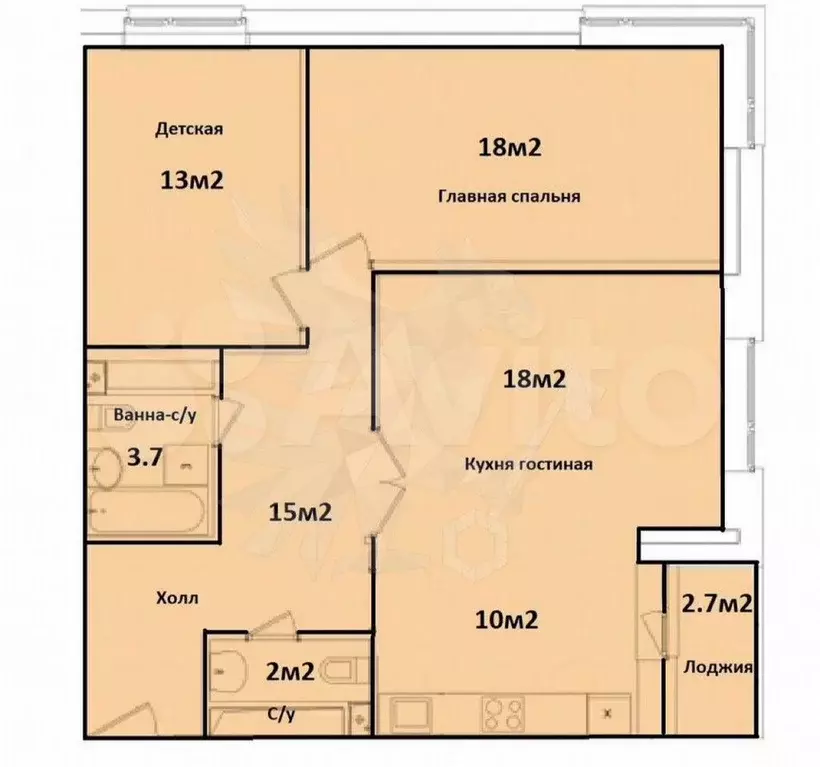 3-к. квартира, 80 м, 16/17 эт. - Фото 0