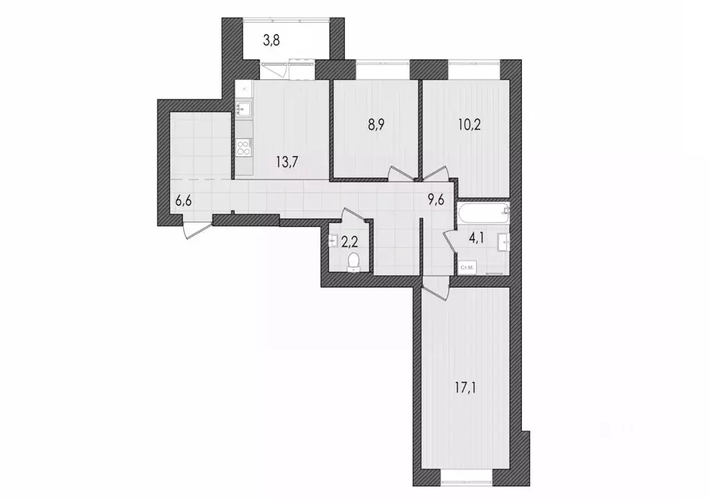 3-к кв. Кировская область, Киров ул. Капитана Дорофеева, 22 (76.2 м) - Фото 2
