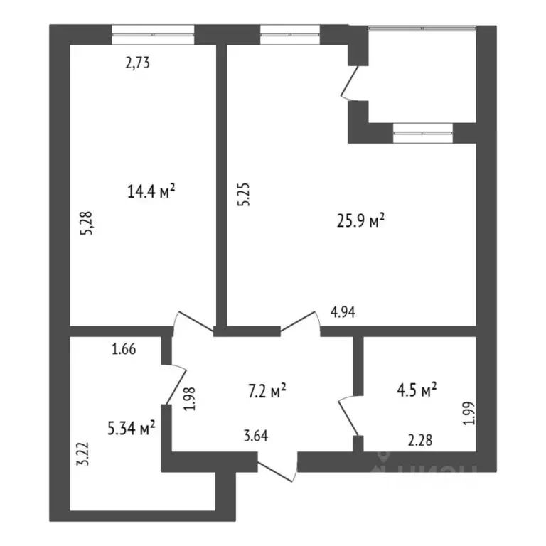 1-к кв. Тюменская область, Тюмень ул. Василия Севергина, 7 (32.3 м) - Фото 2