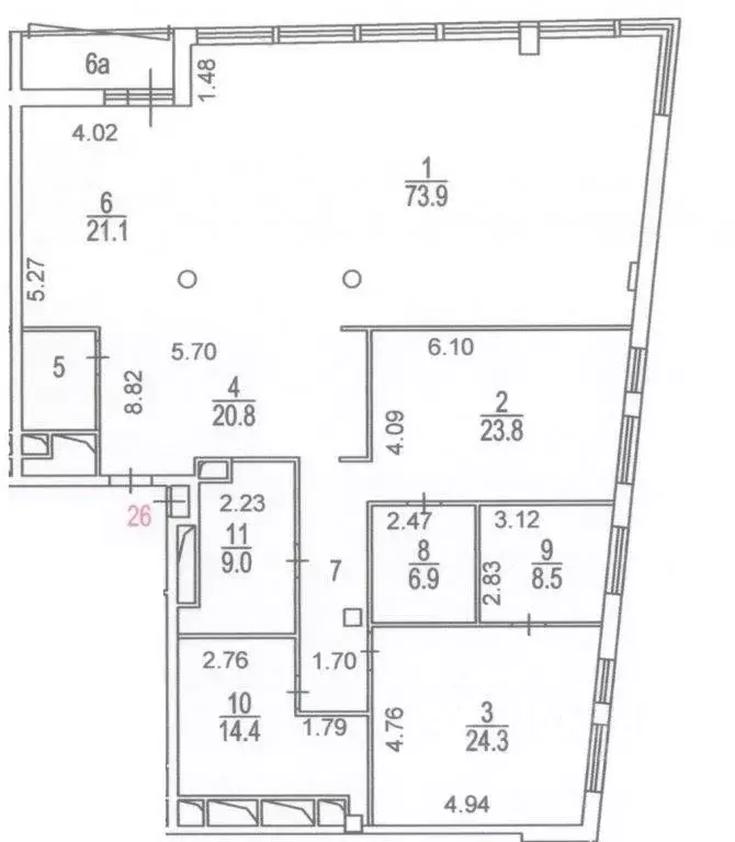 3-к кв. Москва ул. Остоженка, 11 (219.4 м) - Фото 1