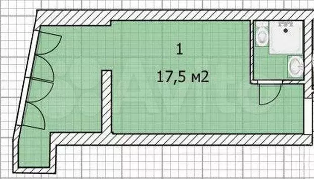 Квартира-студия, 17,5 м, 1/9 эт. - Фото 0