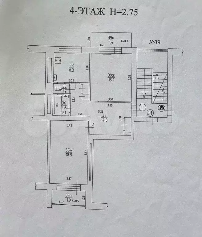 2-к. квартира, 60,9 м, 4/5 эт. - Фото 0