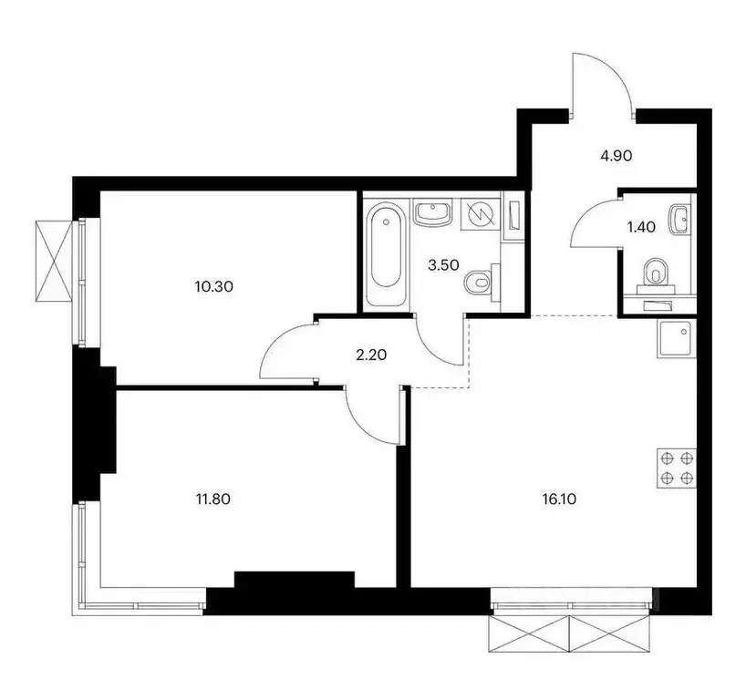 2-к кв. Москва проезд Стройкомбината, 1 (50.2 м) - Фото 2